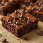Fudgy Protein Brownies stacked high.