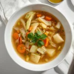 Keto vegetable soup with cabbage.