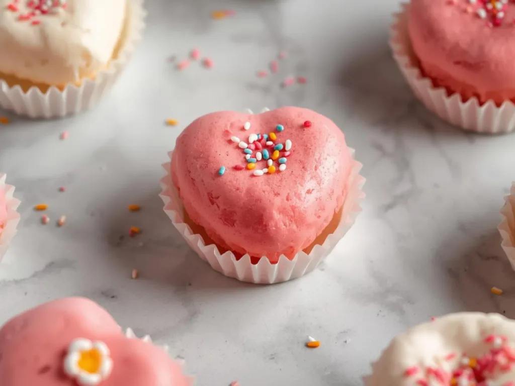 Valentine Hearts Fudge styled with red and pink decorations.