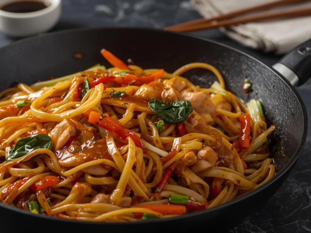 Authentic Chicken Chow Mein Recipe with Crispy Noodles and Savory Sauce.