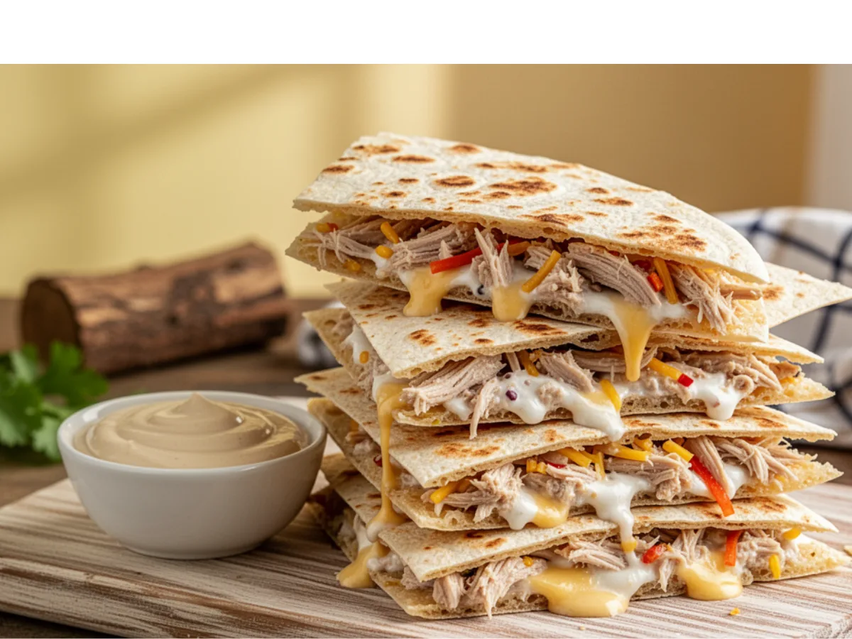 Crispy Easy Chicken Quesadillas stack.