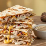 Sliced Easy Chicken Quesadillas plate.