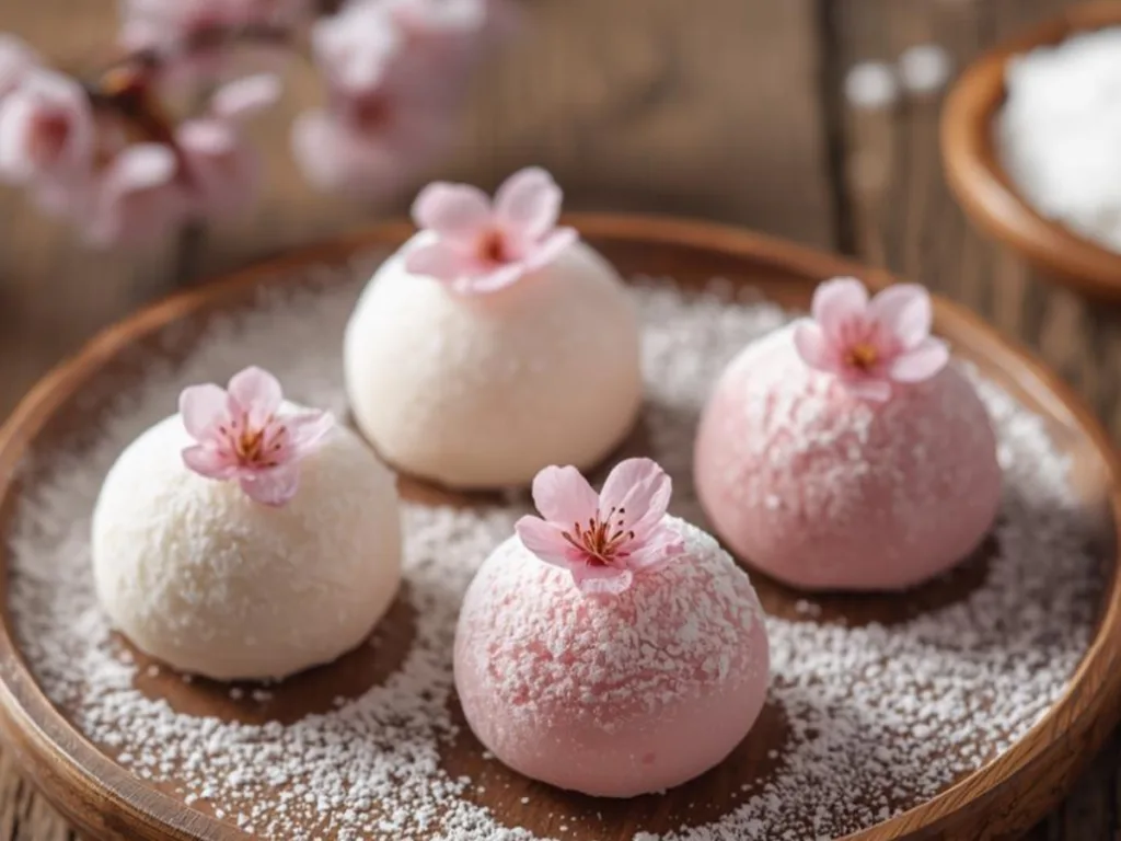 beautiful Sakura Cherry Blossom Recipe cake on a white plate with floral garnishes.