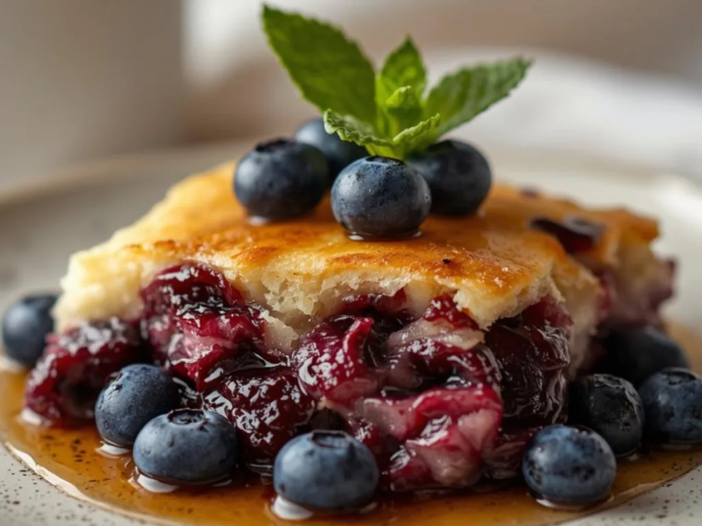 Golden Baked Blueberry Cottage Cheese Bowls with fresh berries.