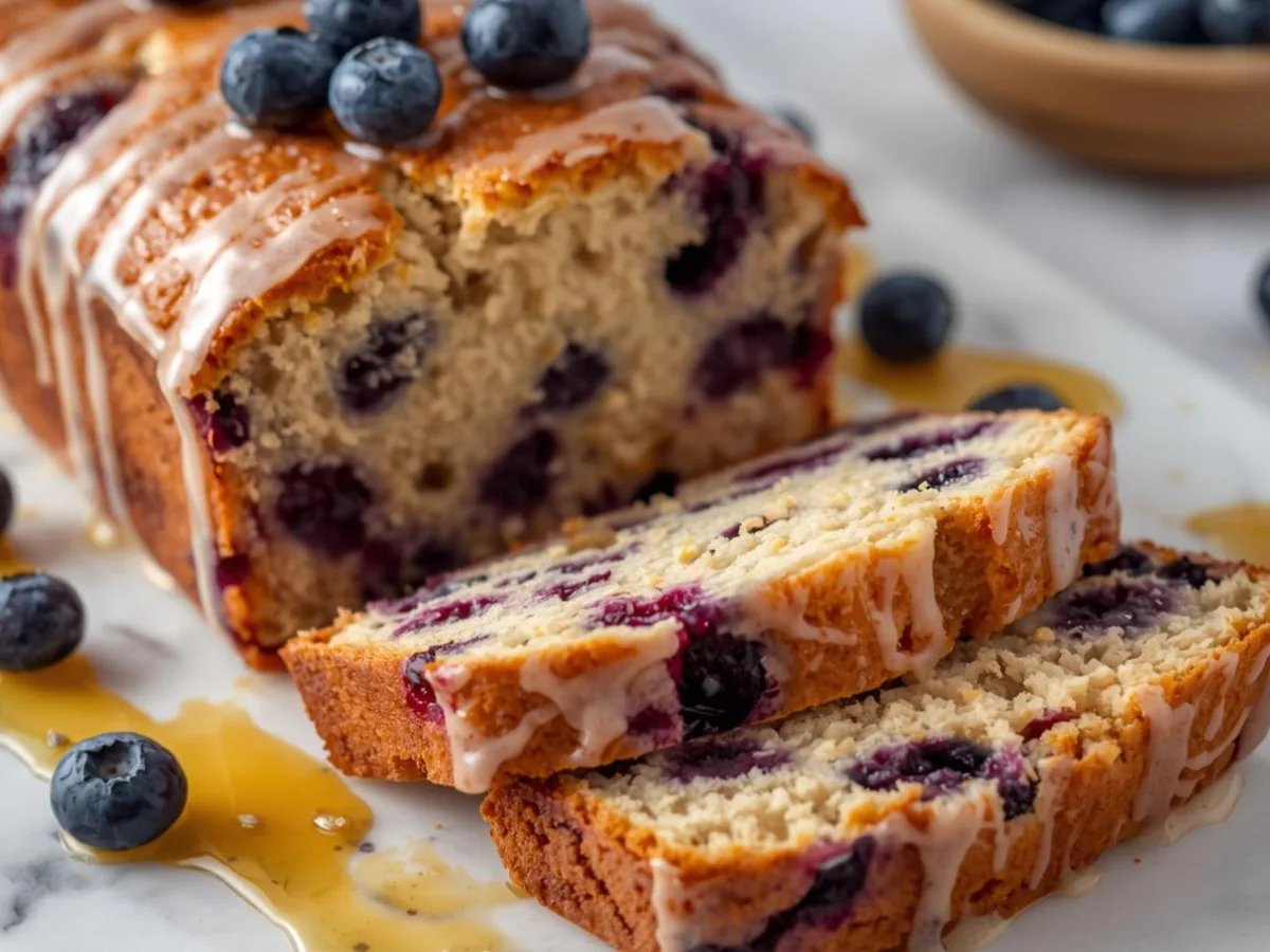 Sliced healthy blueberry bread