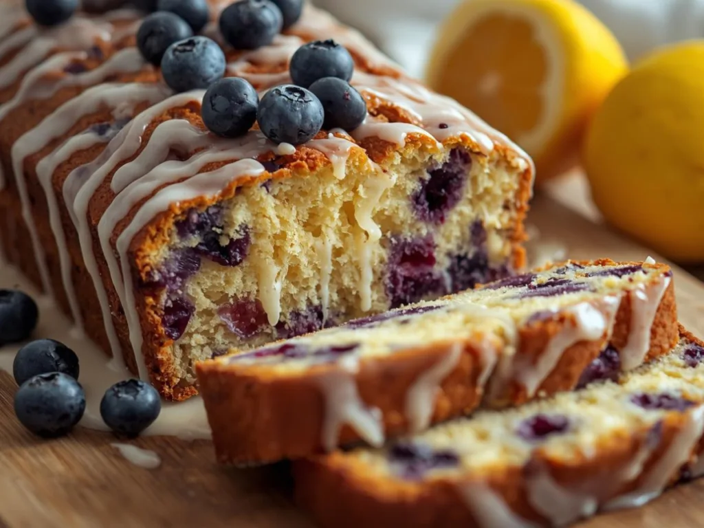 Moist Glazed Lemon Blueberry Bread