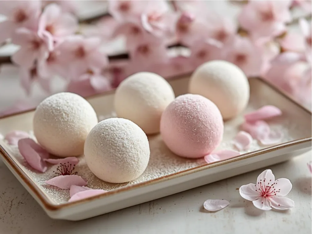 Sakura Cherry Blossom Recipe dessert served with a cup of floral tea