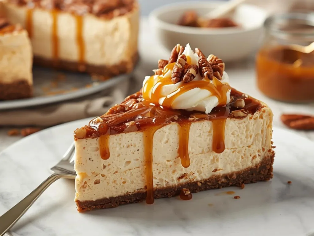 Slice of Pecan Cheesecake