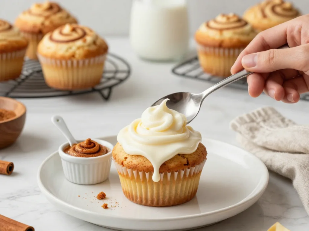 Close-up of a High Protein Cottage Cheese Cinnamon Sugar Breakfast Muffin Bake highlighting the crunchy Cinnamon Sugar topping and soft center.