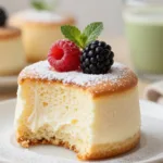 Elegant Japanese Cheesecake Cupcakes on a tray.