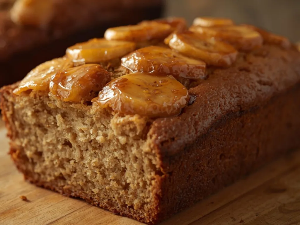 Banana Bread Caramel Topping close-up.