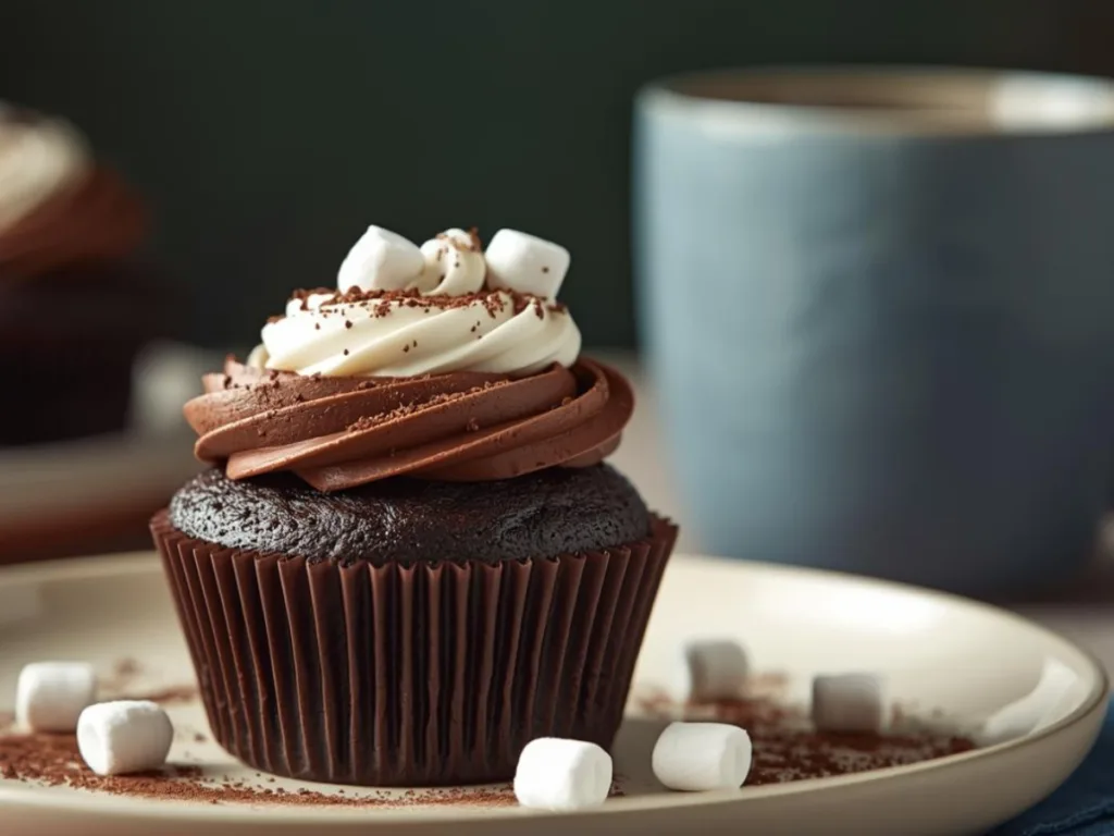 Gourmet Hot Cocoa Cupcakes featuring premium ingredients and cocoa mix