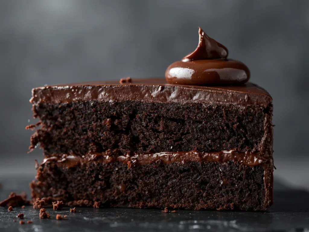 Sliced Mount Doom Cake on a plate.