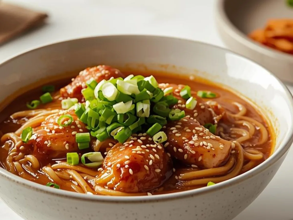 Sizzling Chicken Teriyaki Noodles in wok