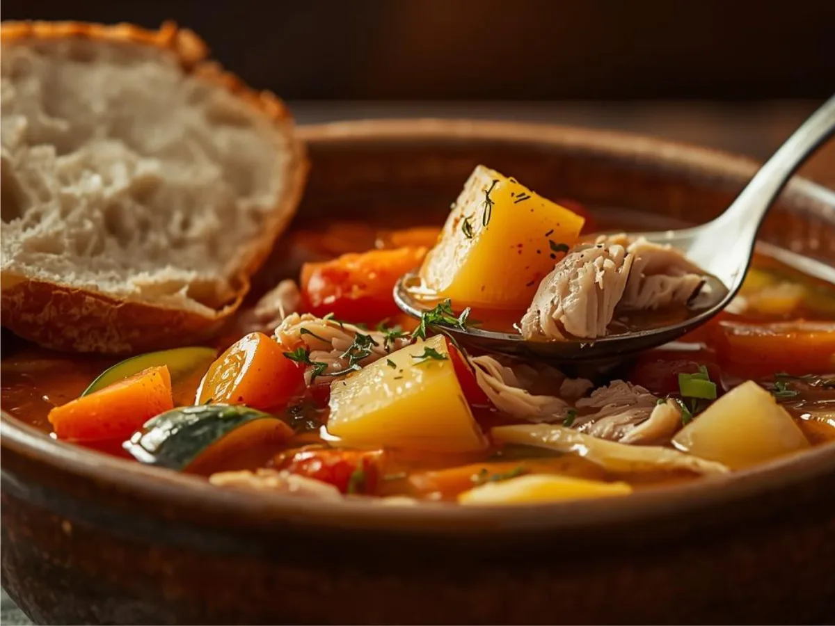 Hearty Stone Soup with garden veggies.