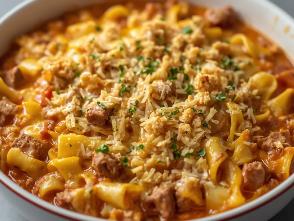Ground Beef Noodle Casserole dish