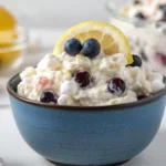 Lemon Blueberry Fruit Salad featuring giant fresh blueberries.