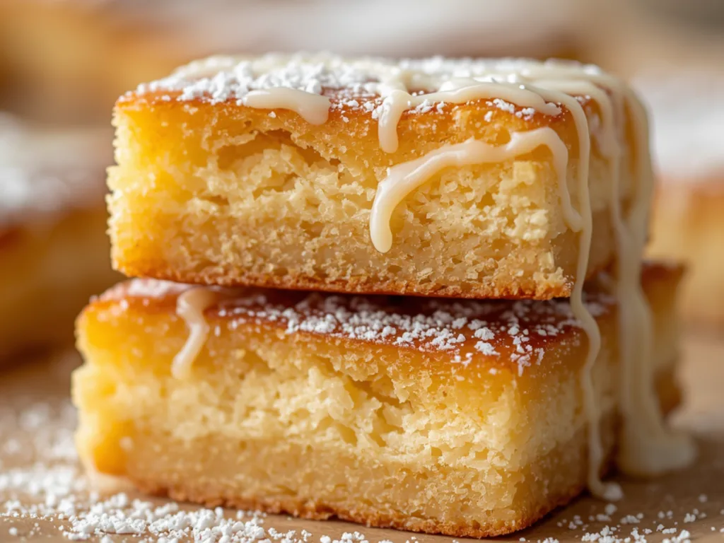 ld-Fashioned Buttermilk Donut Bars on a rustic tray.