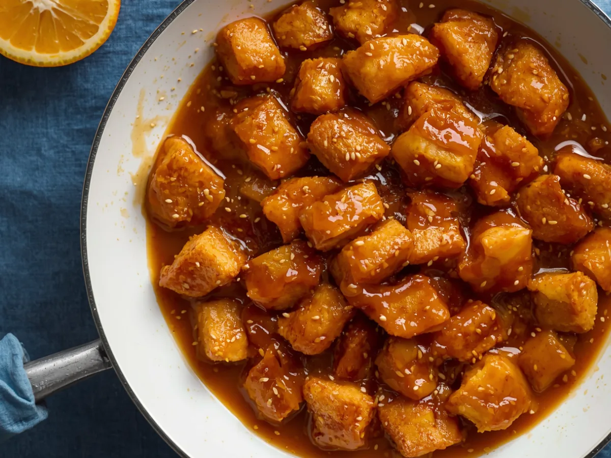Crispy Orange Chicken in bowl