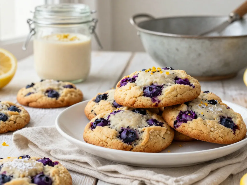 Sourdough Blueberry Cookies with lemon zest.
