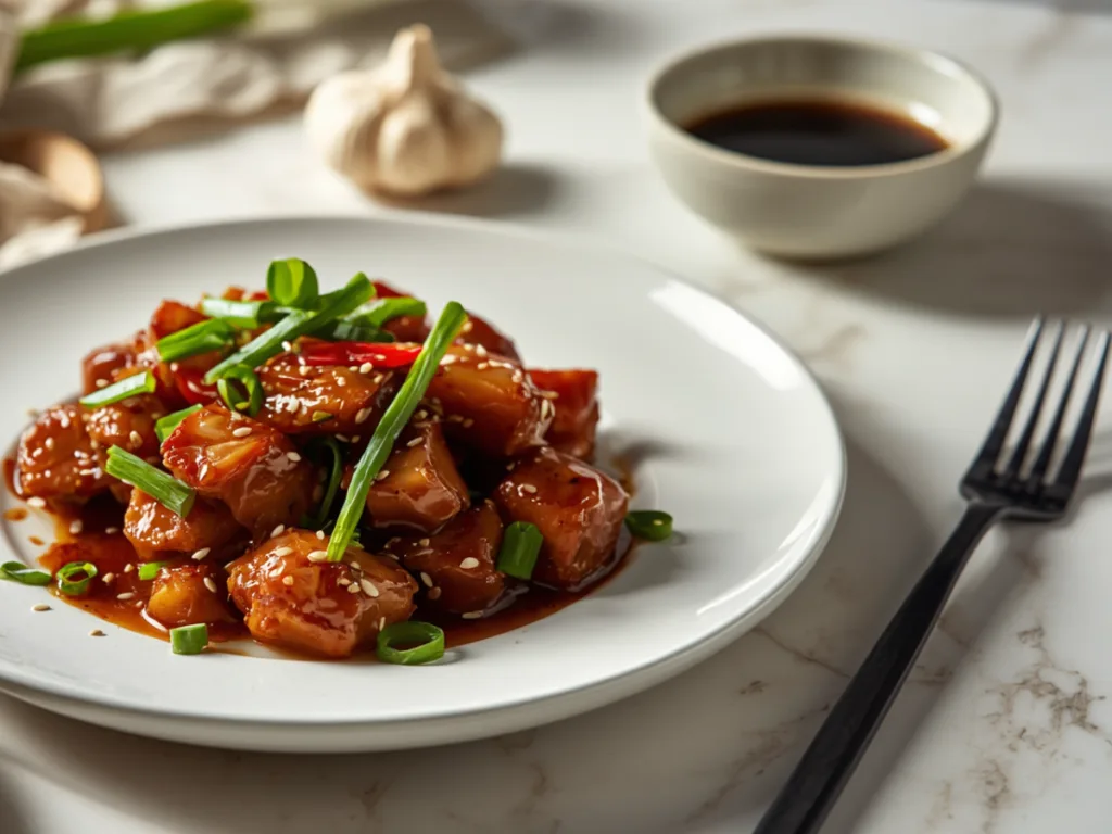 Skillet of Mongolian Chicken and scalli