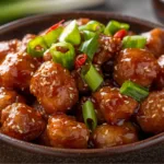 Mongolian Chicken over fluffy white rice.