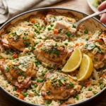 One-Pan Chicken and Rice in skillet