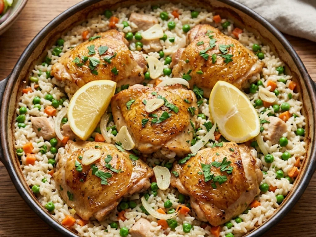 Healthy One-Pan Chicken and Rice dinner