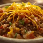 Amish Hamburger Casserole in dish
