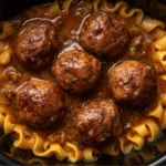 Amish Meatball Noodles with thick gravy