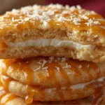 Caramel Cheesecake Cookies on a white plate