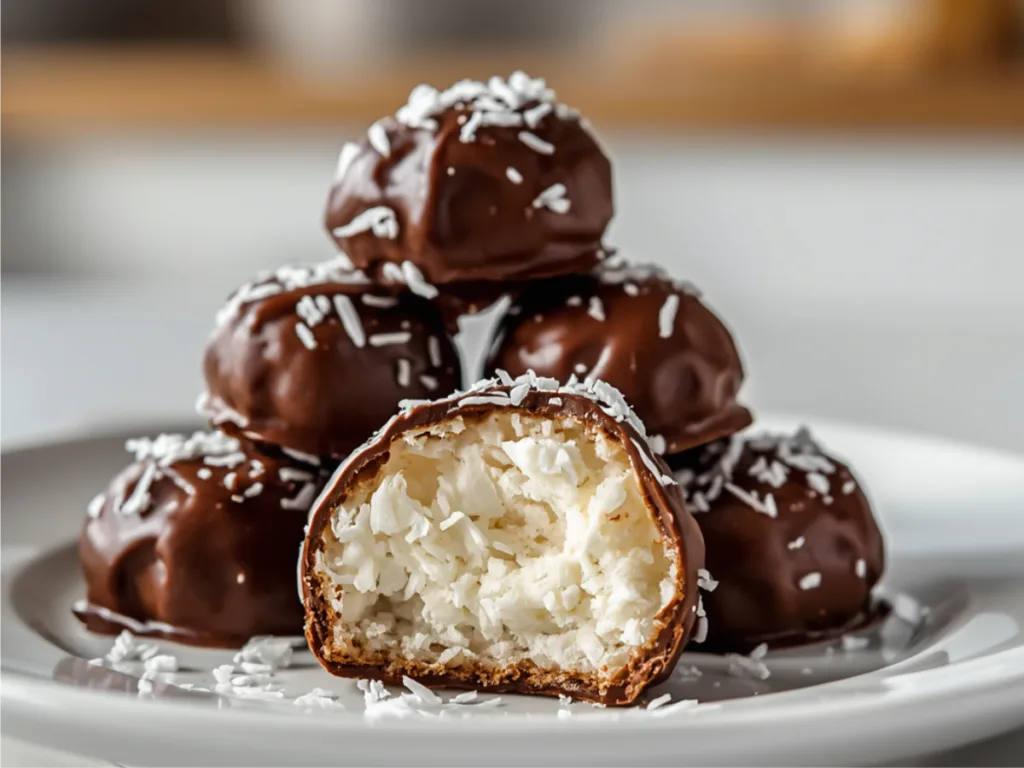 Coconut Chocolate Balls on a tray