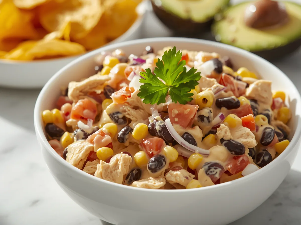 Crunchy Taco Chicken Salad with lime wedges