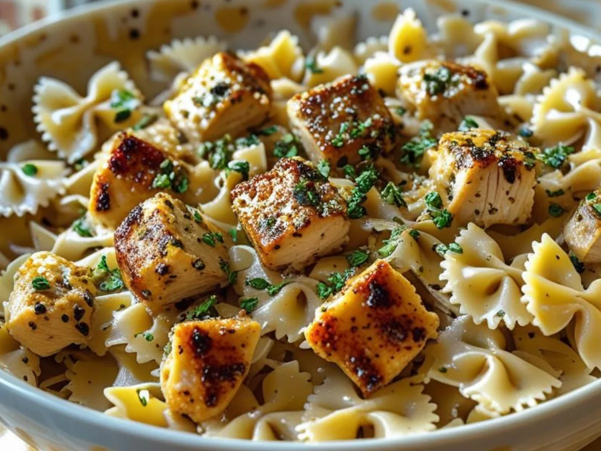Garlic Butter Chicken Bowties in creamy sauce