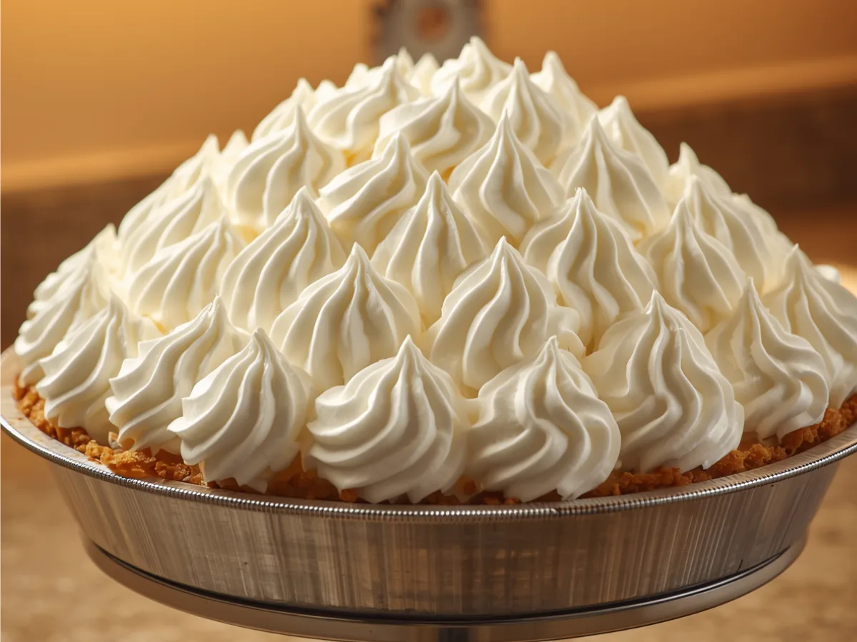 A bowl of glossy white italian meringue buttercream on a stand mixer.