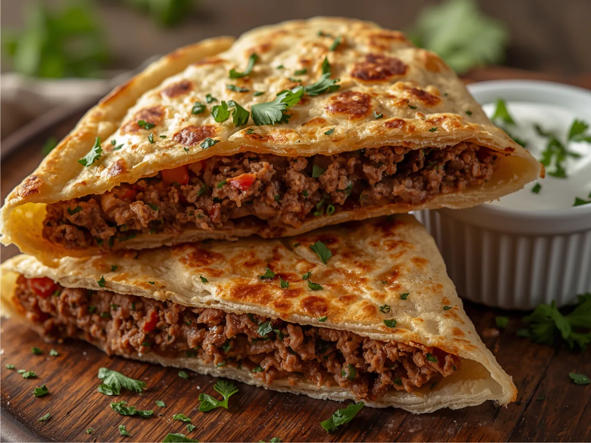Lebanese Arayes stuffed pita.