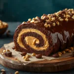 Peanut Butter Cup Chocolate Roll on a cooling rack