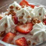 Strawberry Crackle Salad on a rimmed baking sheet.