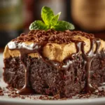 Fudgy Baileys Irish Cream Brownies with chocolate frosting