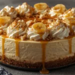 Sliced No-Bake Banana Pudding Cheesecake on a plate