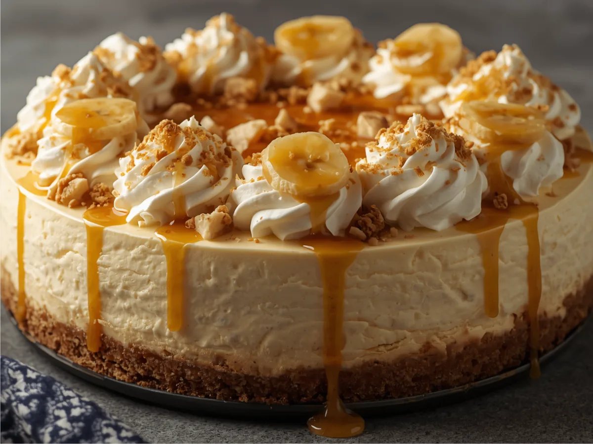 Sliced No-Bake Banana Pudding Cheesecake on a plate