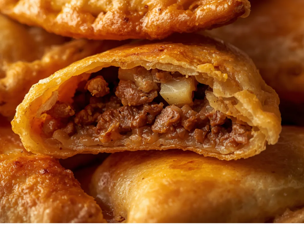 Close-up of crispy Empanadas Mexicanas crust.