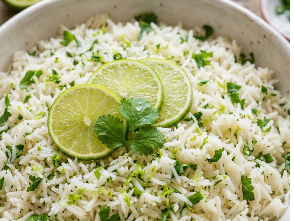 Chipotle style Cilantro Lime Rice close up