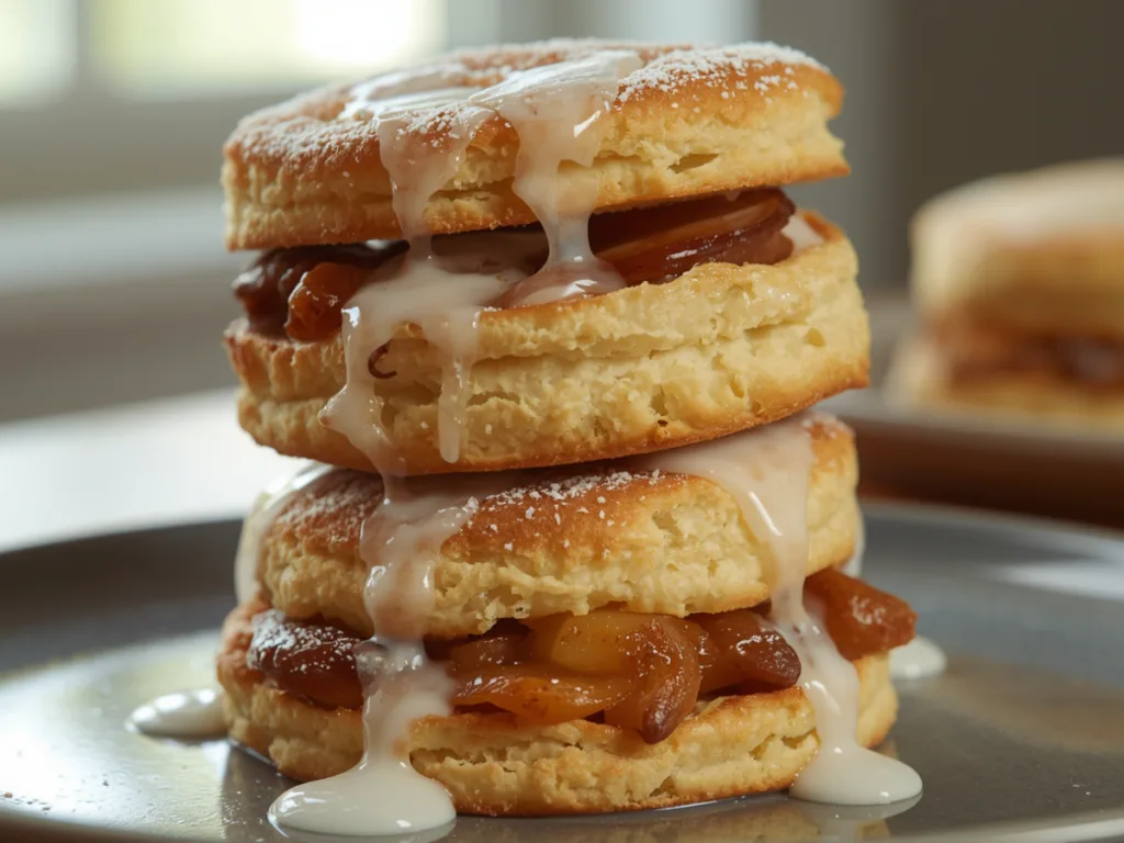 Glazed Apple Pie Biscuit Sandwiches