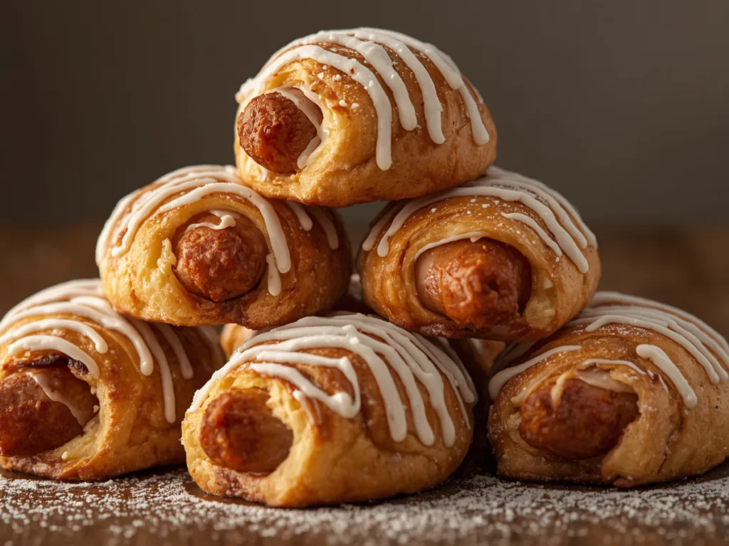 Breakfast Pigs in Cinnamon Rolls with maple dip