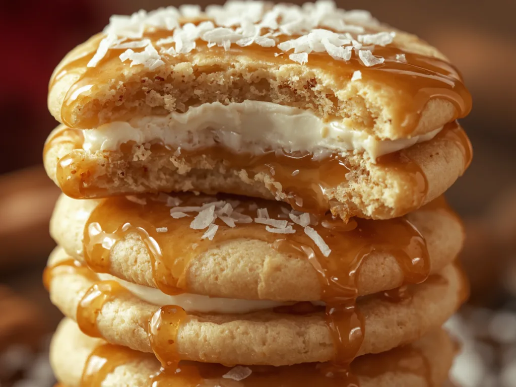 Stack of Caramel Cheesecake Cookies