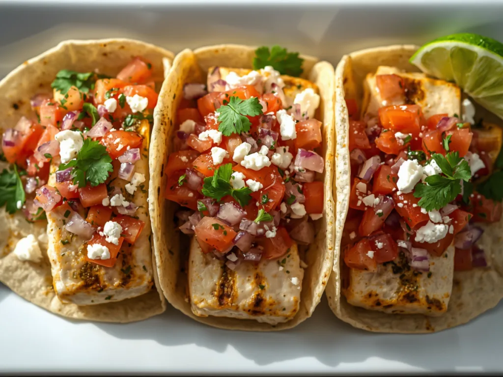 Healthy cilantro lime chicken thighs marinade used on grilled tacos with a side of fresh cilantro and zesty chicken seasoning.
