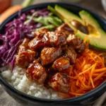 Korean BBQ chicken bowl recipe.