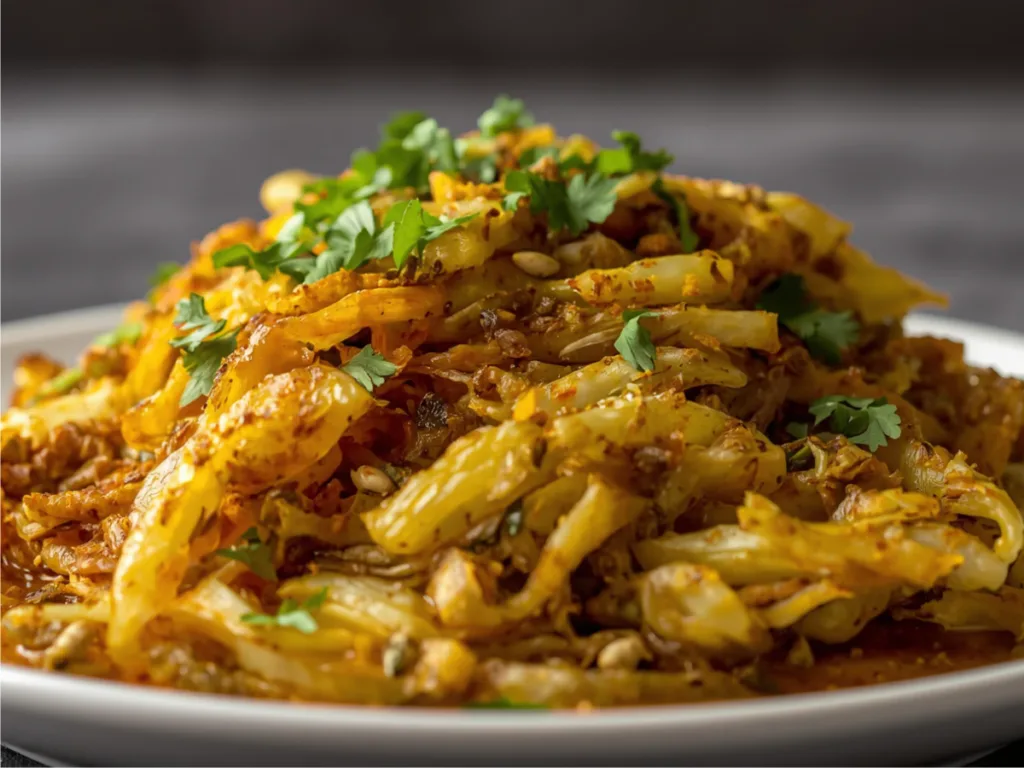 Indian Masala Cabbage served as a healthy vegetarian side dish.