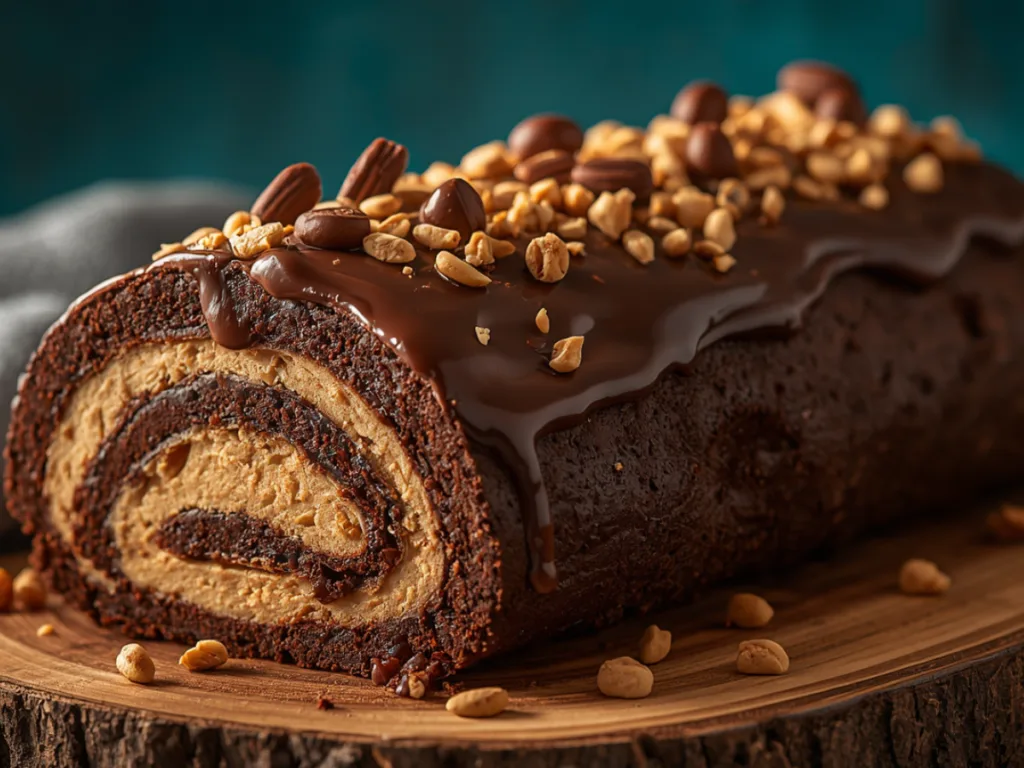 Peanut Butter Cup Chocolate Roll for party